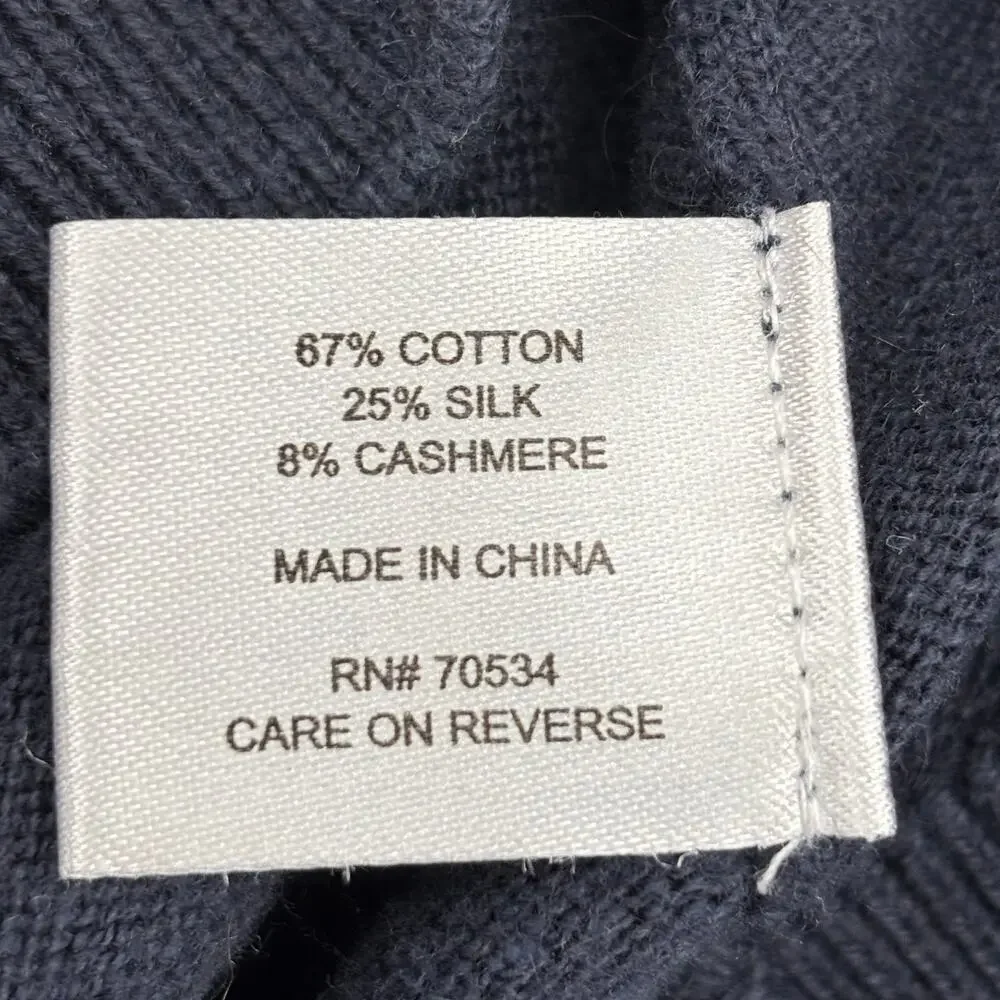Orvis Crew Neck Sweater Mens Size XL‎ Navy Blue Silk Cashmere Cotton Pullover